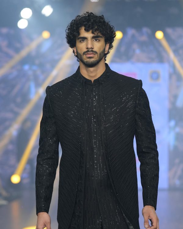 Black Designer Sherwani for Men